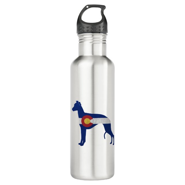 Whippet Dog Breed Colorado Flag Silhouette Edelstahlflasche (Vorderseite)