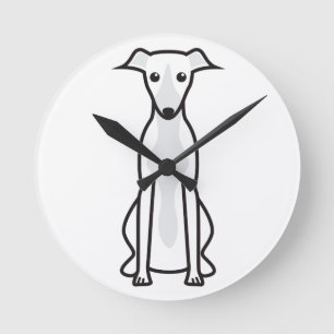 Whippet Dog Cartoon Runde Wanduhr