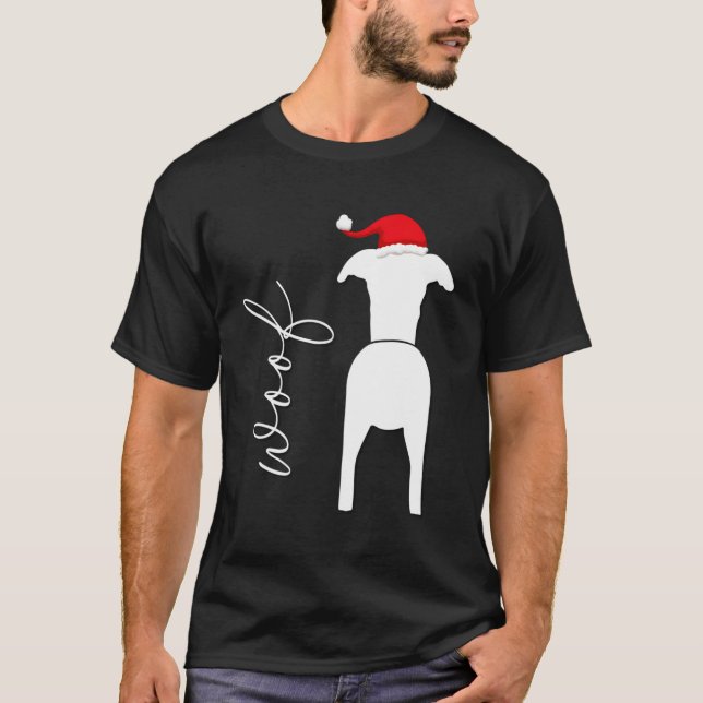 Whippet Dog Design mit dem Weihnachtshut für Chris T-Shirt (Vorderseite)