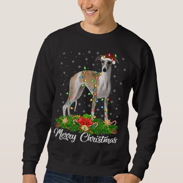Whippet Dog Lover Matching Weihnachtsmannmütze Whi Sweatshirt (Vorderseite)