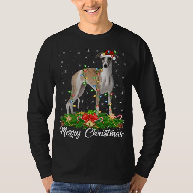 Whippet Dog Lover Matching Weihnachtsmannmütze Whi T-Shirt (Vorderseite)