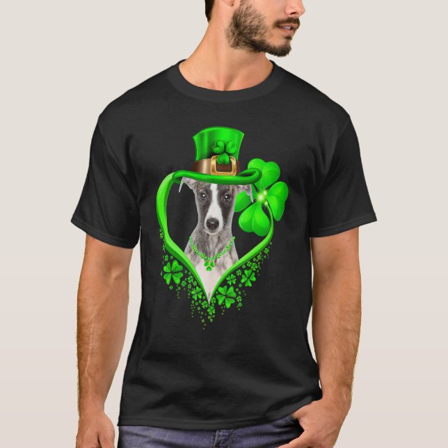 Whippet Dog St Patricks Day Lover Irish Kleeblatt T-Shirt (Vorderseite)
