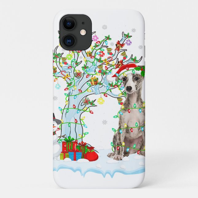 Whippet Dog Xmas Tree Lighting | WEIHNACHTSMANNMÜT Case-Mate iPhone Hülle (Rückseite)
