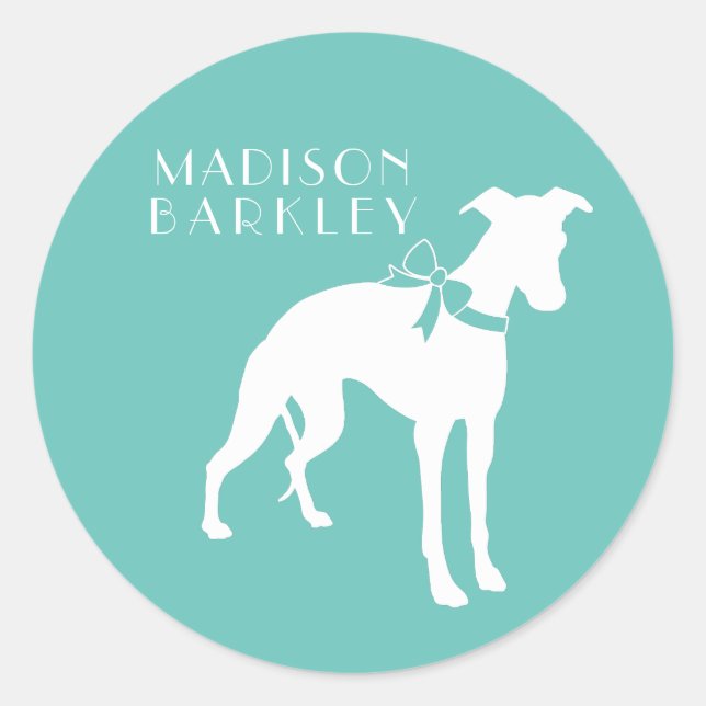 Whippet Doppy Runder Aufkleber (Vorderseite)