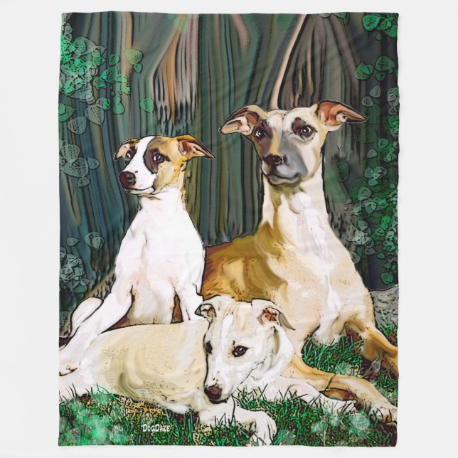 Whippet Family Blanket Fleecedecke (Vorderseite)