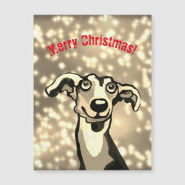 Whippet Frohe Weihnachten Magnetkarte