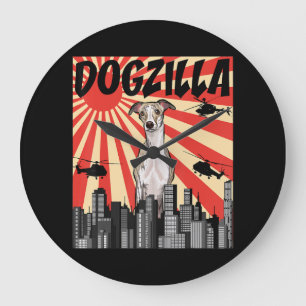 Whippet-Geschenk   lustige japanische Dogzilla-Pei Große Wanduhr