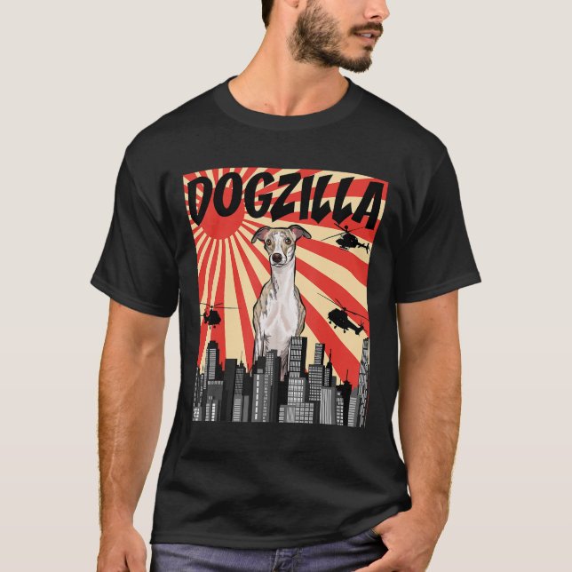 Whippet-Geschenk | lustige japanische Dogzilla-Pei T-Shirt (Vorderseite)
