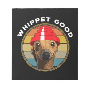 Whippet Good Funny 80er Music Dog Design Notizblock