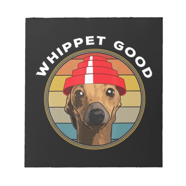 Whippet Good Funny 80er Music Dog Design Notizblock (Vorderseite)