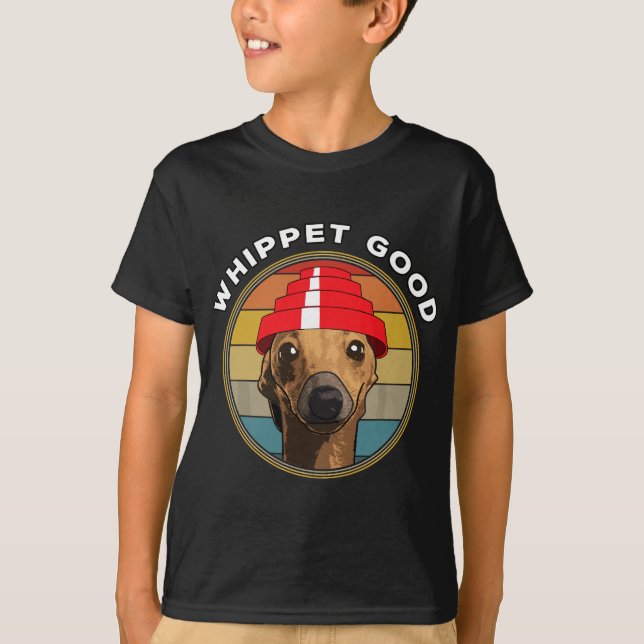 Whippet Good Funny 80's Music Dog T-Shirt (Vorderseite)