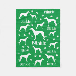 Whippet Green Personalisiert Dog Blanket Fleecedecke