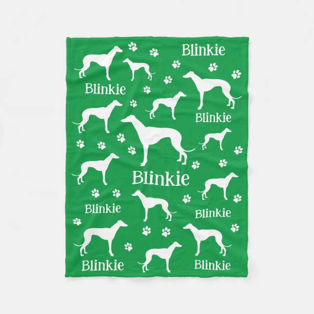 Whippet Green Personalisiert Dog Blanket Fleecedecke (Vorderseite)