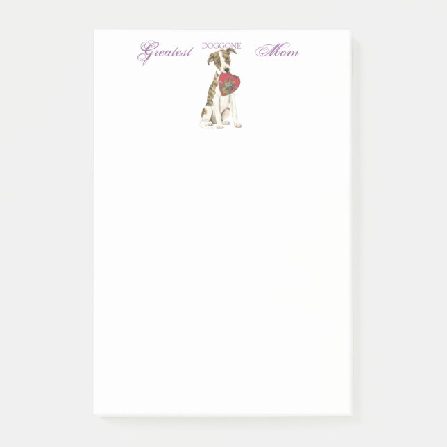 Whippet Heart Mama Post-it Klebezettel (Vorderseite)