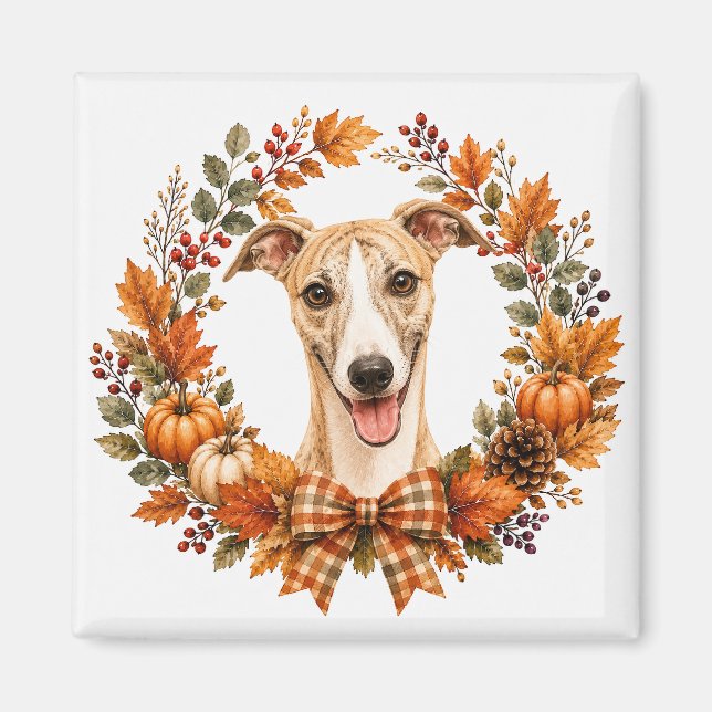 Whippet Herbstkranz Magnet (Vorne)