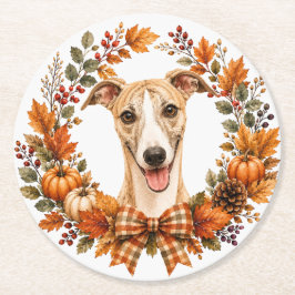 Whippet-Herbstkranz-Untersetzer Runder Pappuntersetzer