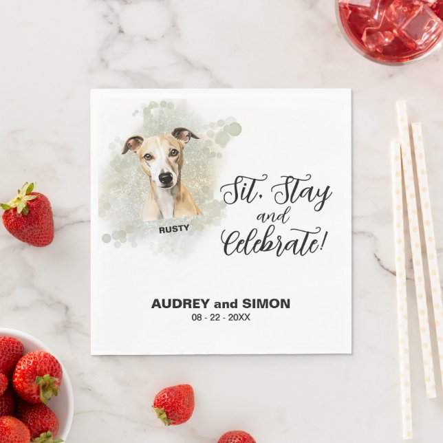 Whippet-Hochzeit von Sit, Bleibe & Celebrate Serviette (Beispiel)