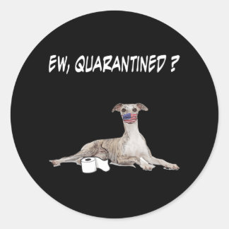 Whippet Hund Ew isoliert Hund tragen eine Gesichts Runder Aufkleber