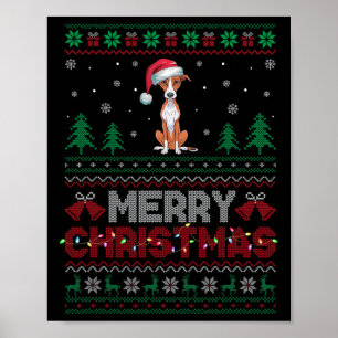 Whippet Hund liebt Weihnachtsmannmütze Weihnachtsb Poster