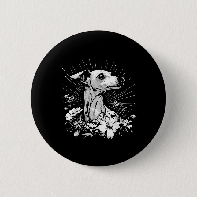 Whippet Hund Lover Retro Stil Tattoo Button (Vorderseite)