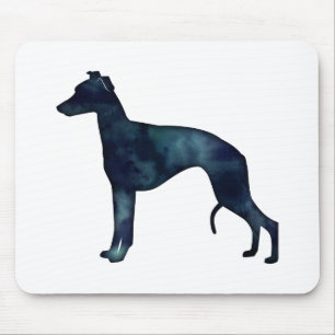 Whippet Hund Rasse Schwarze Wasserfarbe Silhouette Mousepad