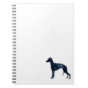 Whippet Hund Rasse Schwarze Wasserfarbe Silhouette Notizblock