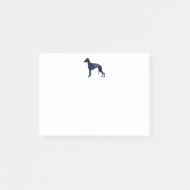 Whippet Hund Rasse Schwarze Wasserfarbe Silhouette Post-it Klebezettel (Vorderseite)