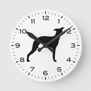 Whippet Hund Rasse Silhouette Runde Wanduhr
