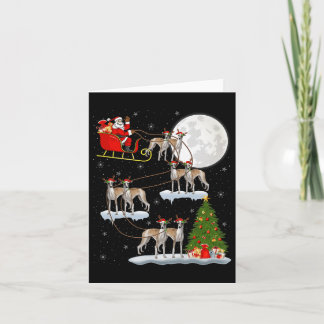 Whippet Hund Santa Schlitten Fliegend Lustiger Mag Karte