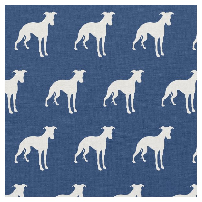 Whippet Hund Silhouette Pet Navy Blue Stoff (Nahaufnahme)