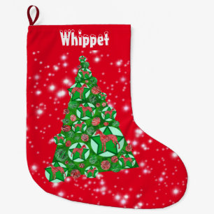 Whippet Hund Silhouette Star Big Christmas Tree Großer Weihnachtsstrumpf