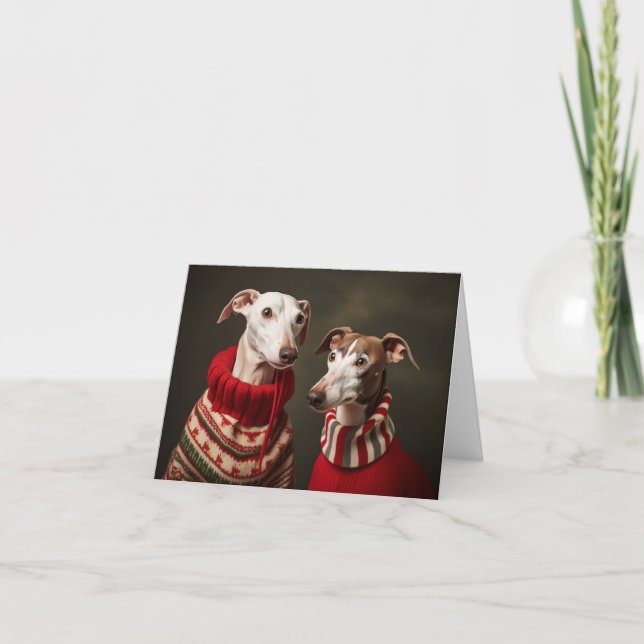 Whippet Hunde Weihnachtskarte Karte (Vorderseite)