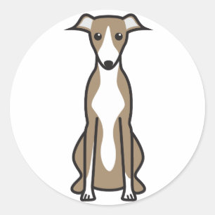 Whippet HundeCartoon Runder Aufkleber