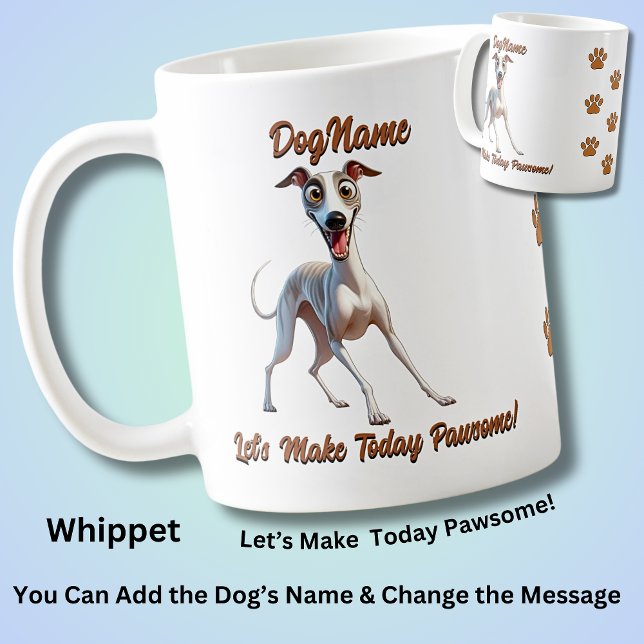 Whippet, Hundename hinzufügen, Text ändern Kaffeetasse (Von Creator hochgeladen)