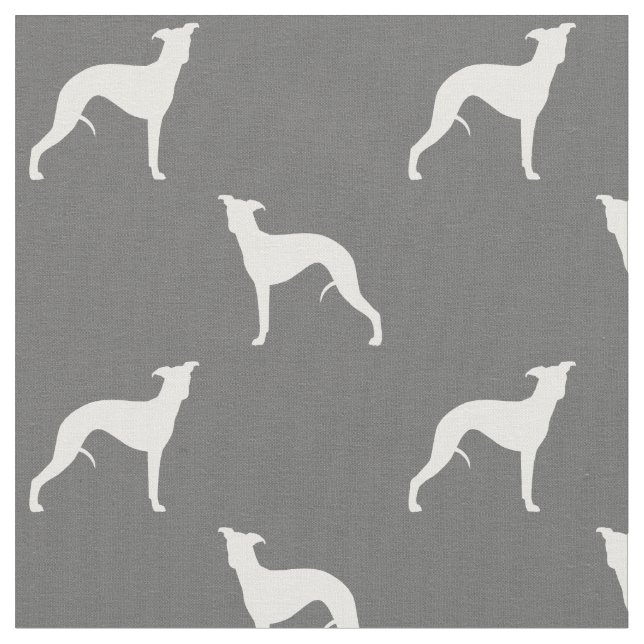 Whippet HundeSilhouette-Muster-Grau und Weiß Stoff (Nahaufnahme)