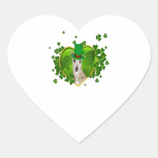 Whippet Irish Cute St Patrick Day Dog Lover Gifts Herz-Aufkleber