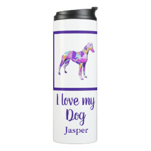 Whippet Italian Gray Hund Silhouette Lila PY&B Thermosbecher