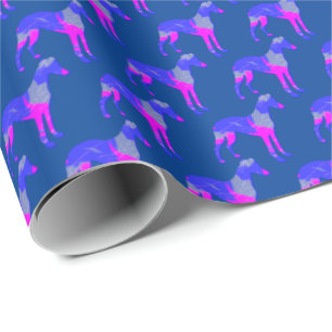 Whippet Italian Greyhound Dog Silhouette P&B Blue Geschenkpapier