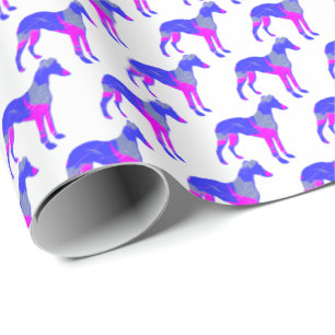 Whippet Italian Greyhound Dog Silhouette P&B White Geschenkpapier