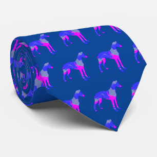 Whippet/Italian Greyhound Hund Silhouette P&B Blue Krawatte