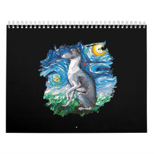 Whippet Italian Greyhound Starry Night Hund Art Kalender