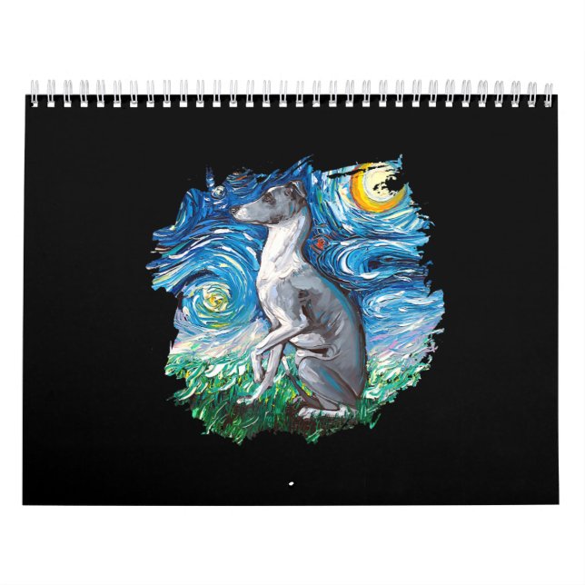 Whippet Italian Greyhound Starry Night Hund Art Kalender (Titelbild)