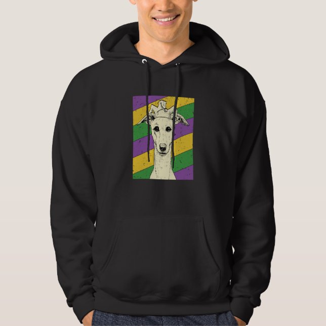 Whippet Jester Mardi Gras Dog Mom or Dad Hoodie (Vorderseite)