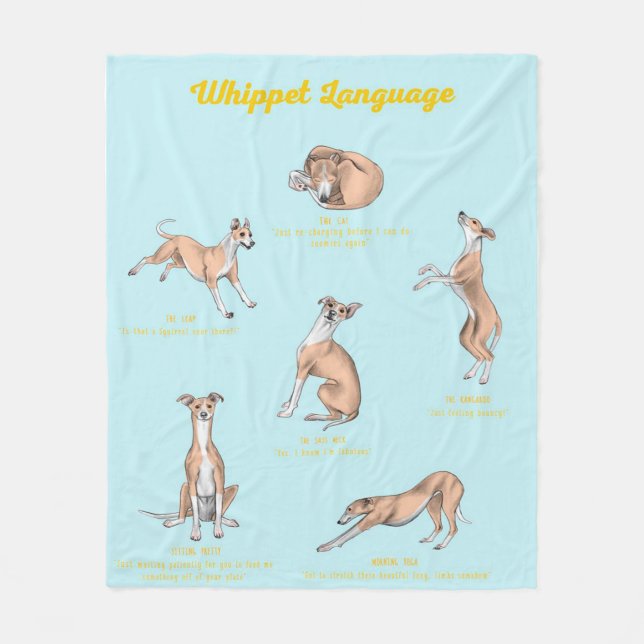Whippet Language Gift Fleece Blanket (Vorderseite)