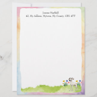 Whippet Letterhead 8,5" x 11" Wasserfarbdesign Briefbogen