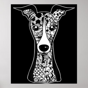 Whippet Lover   Italienische Greyhound Face Graphi Poster
