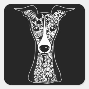 Whippet Lover Italienische Greyhound Face Graphi Quadratischer Aufkleber