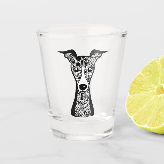 Whippet Lover| Italienische Greyhound Face Graphic Schnapsglas (Vorderseite)