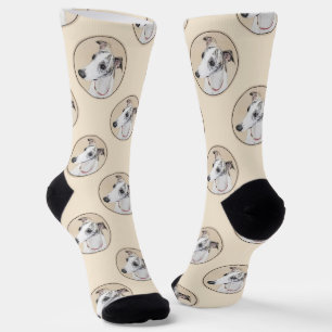 Whippet Malerei Brindle White Original Hunde Kunst Socken