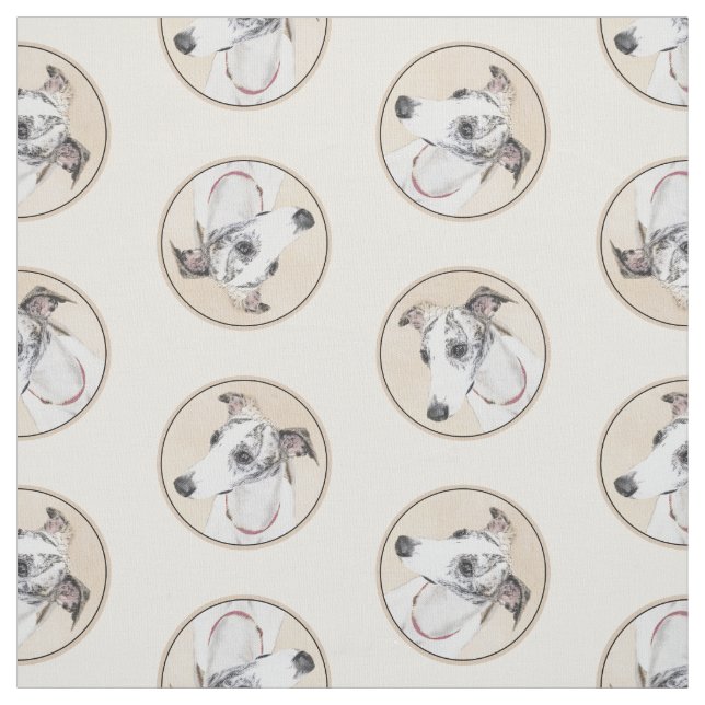 Whippet Malerei Brindle White Original Hunde Kunst Stoff (Muster)
